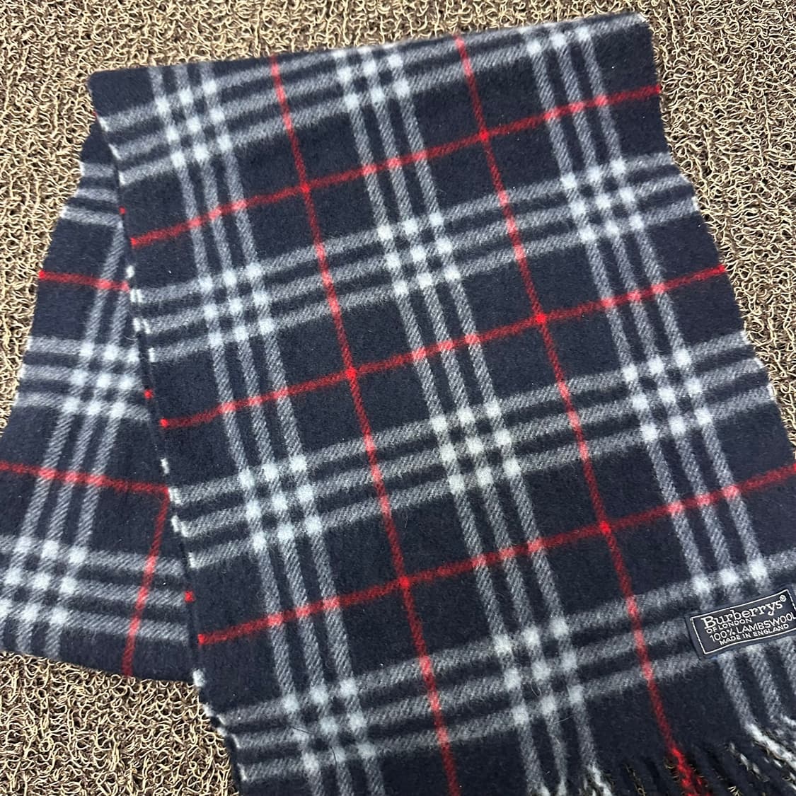 버버리 램스울 체크 머플러 목도리 네이비 상품이미지3