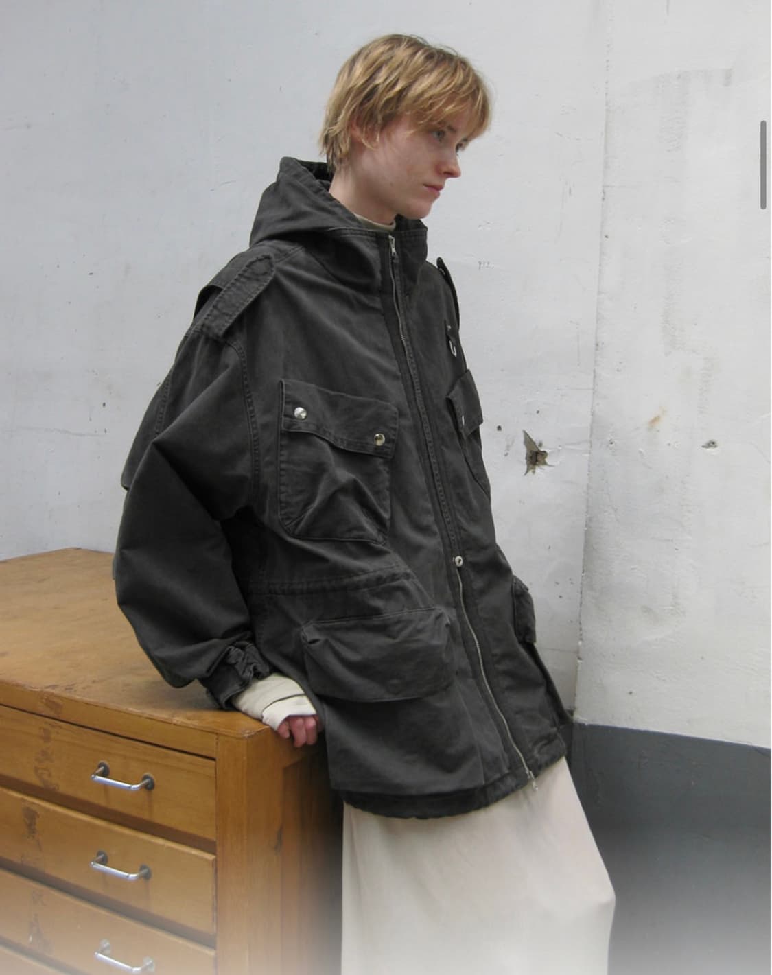 파르티멘토 우먼 2 IN 1 워시드 M65 필드자켓 차콜 개파카 상품이미지2