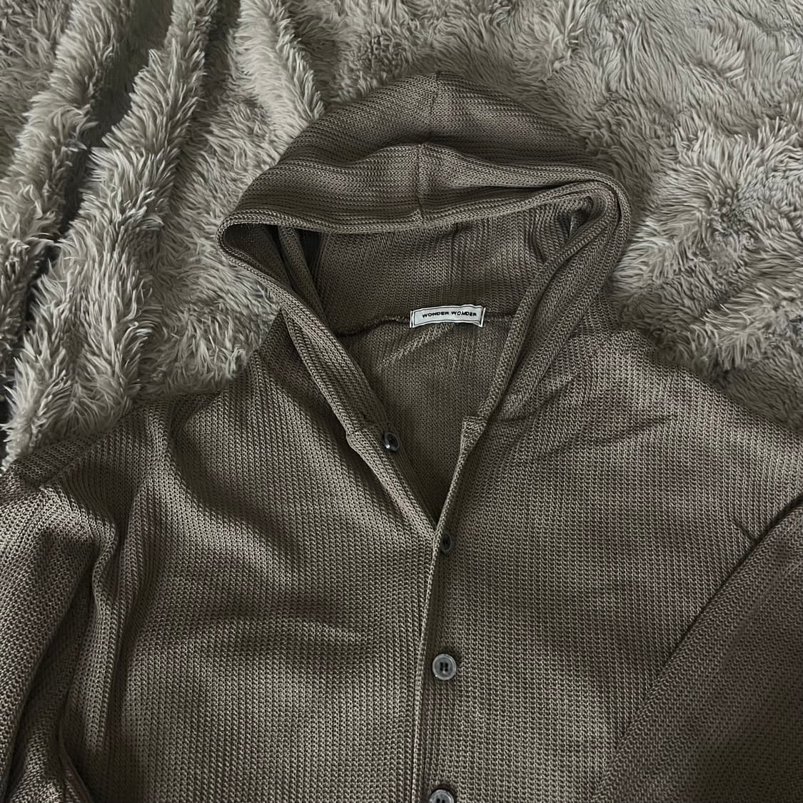 브라운 스트링 시스루 후드가디건 상품이미지2