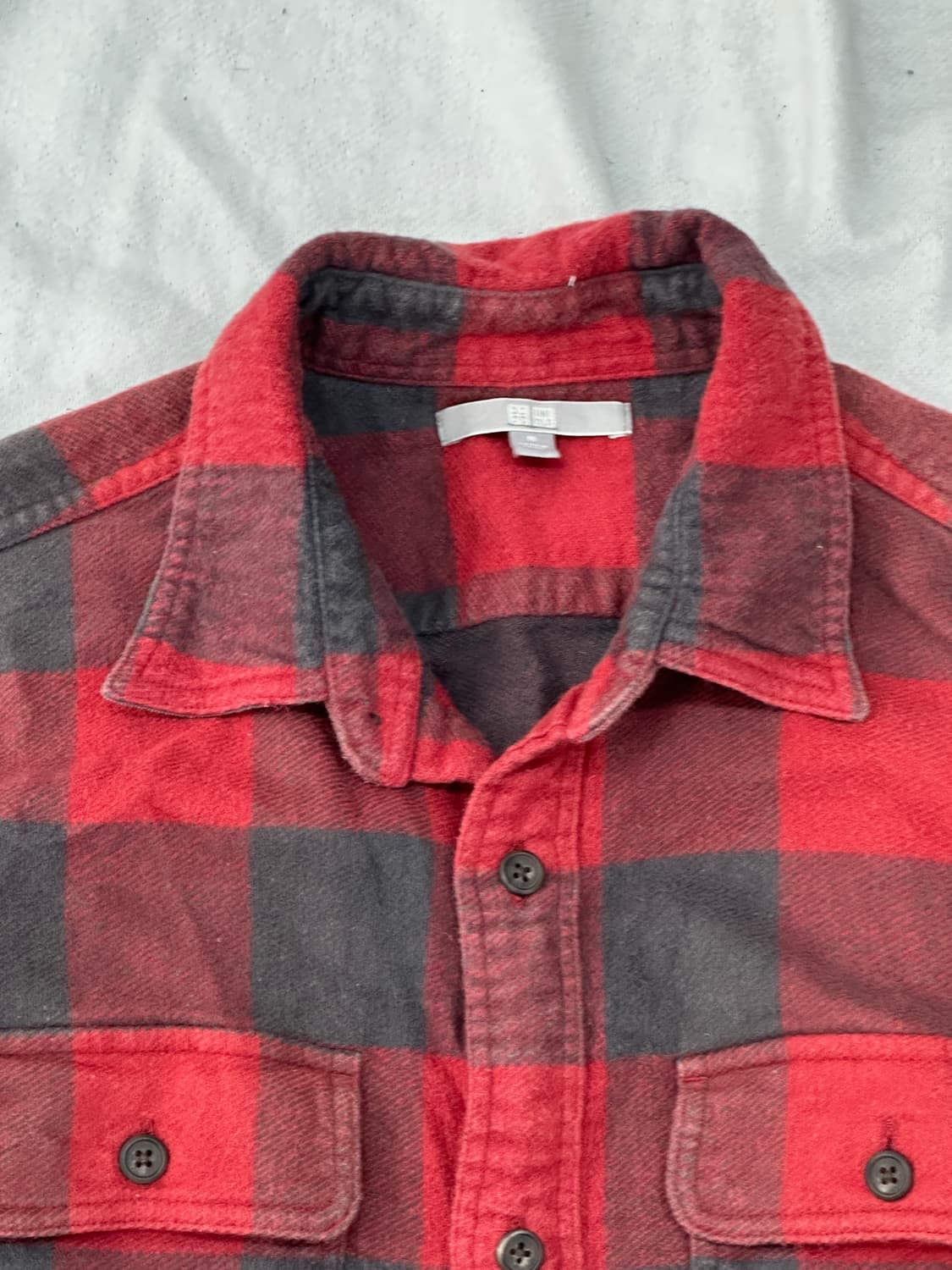 일본 유니클로 레드 그레이 깅엄 체크 겨울 셔츠 보헤미안 펑크 아메카지 상품이미지4