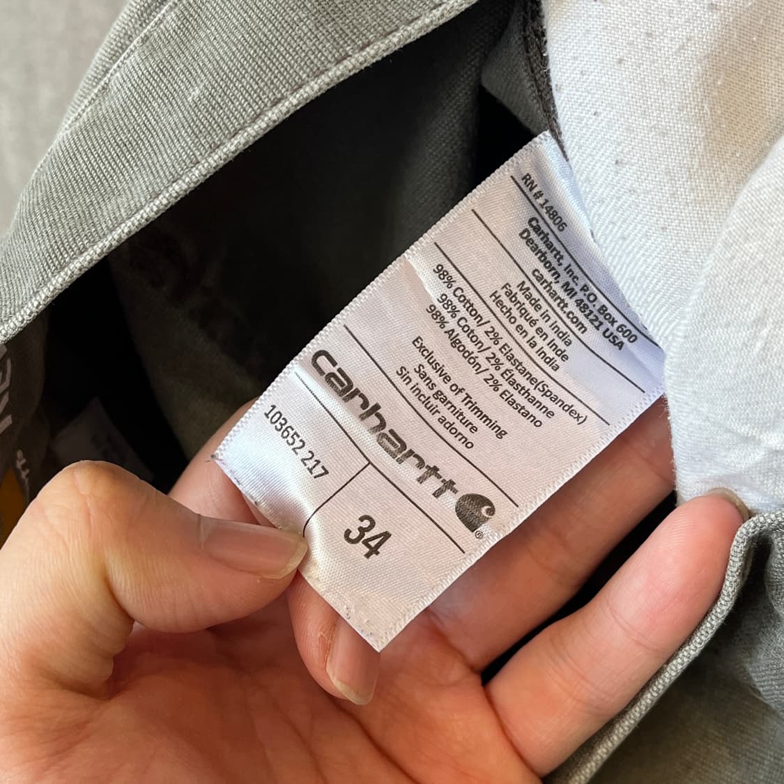 칼하트 정품 오리지널 카펜터 카키 반바지  상품이미지9