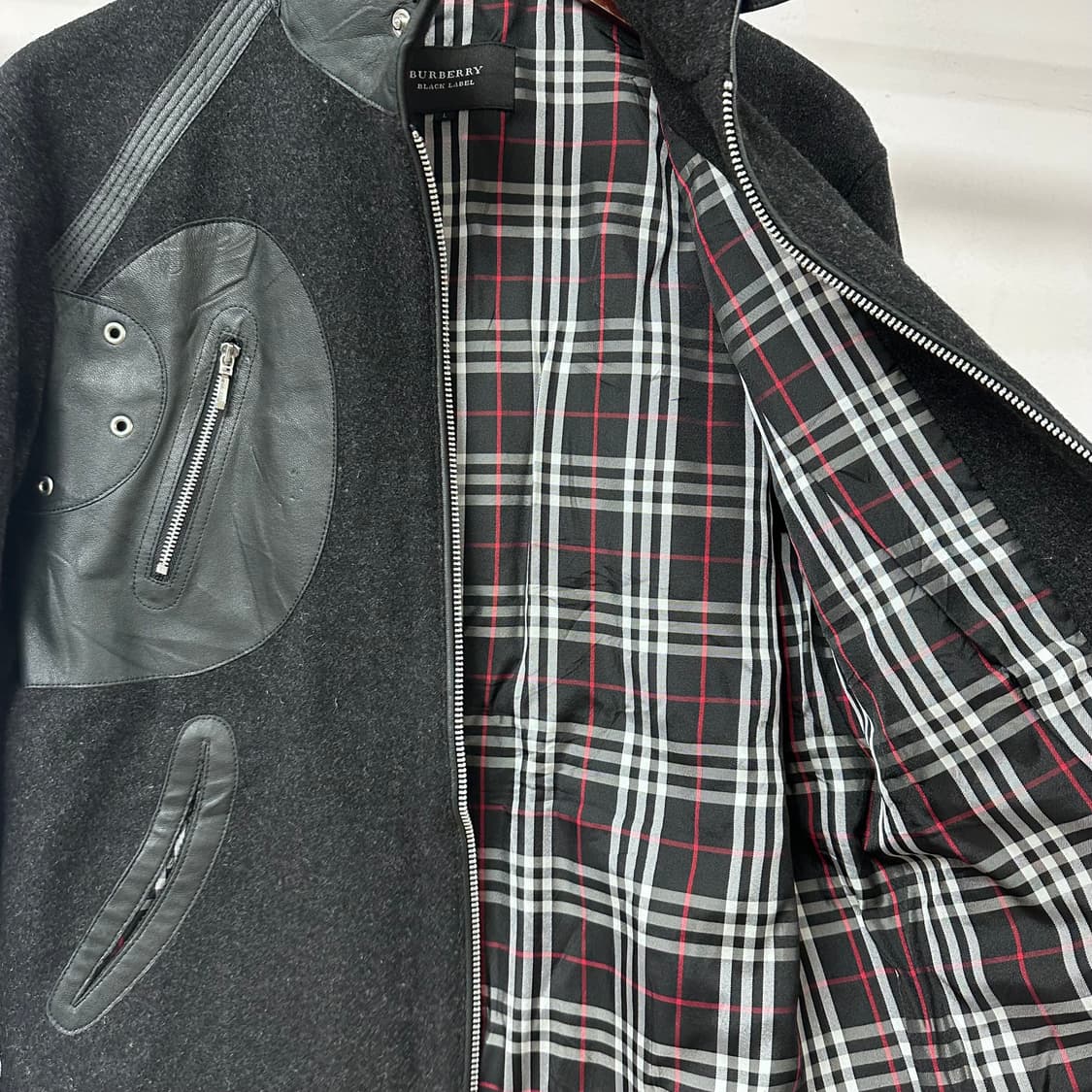버버리 블랙라벨 울 가죽패치 집업 자켓 L사이즈 J33 상품이미지8