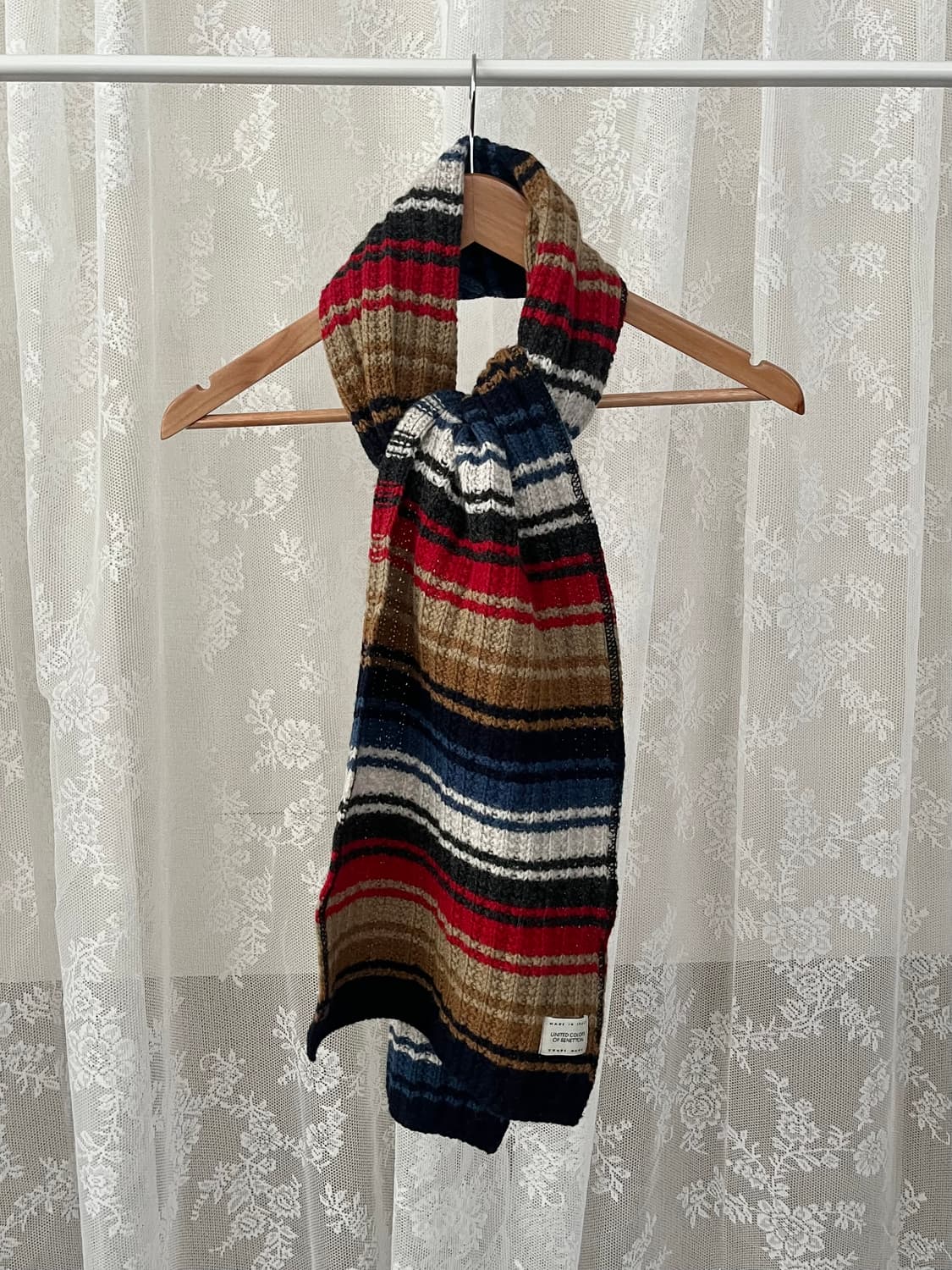 베네통 스트라이프 이태리 울 머플러 상품이미지1