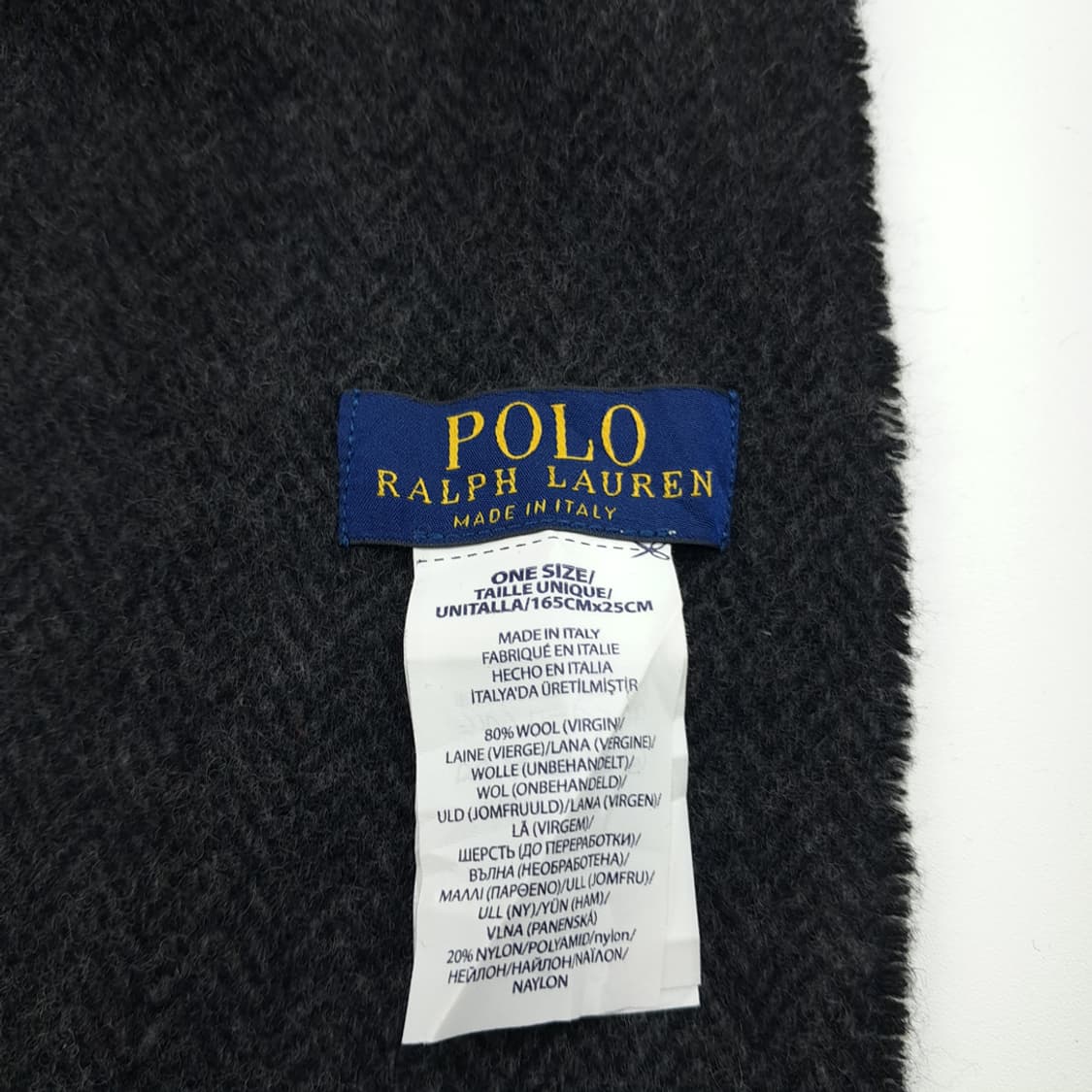 MX222 폴로 랄프로렌 블랙 타탄체크 헤링본 버진울 양면 목도리 머플러 상품이미지5