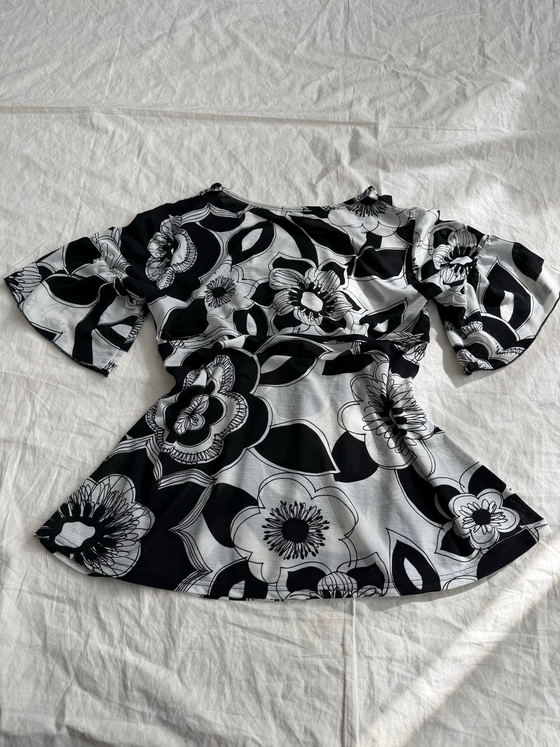 오리엔탈 시스루 반팔 블라우스 탑 상품이미지4