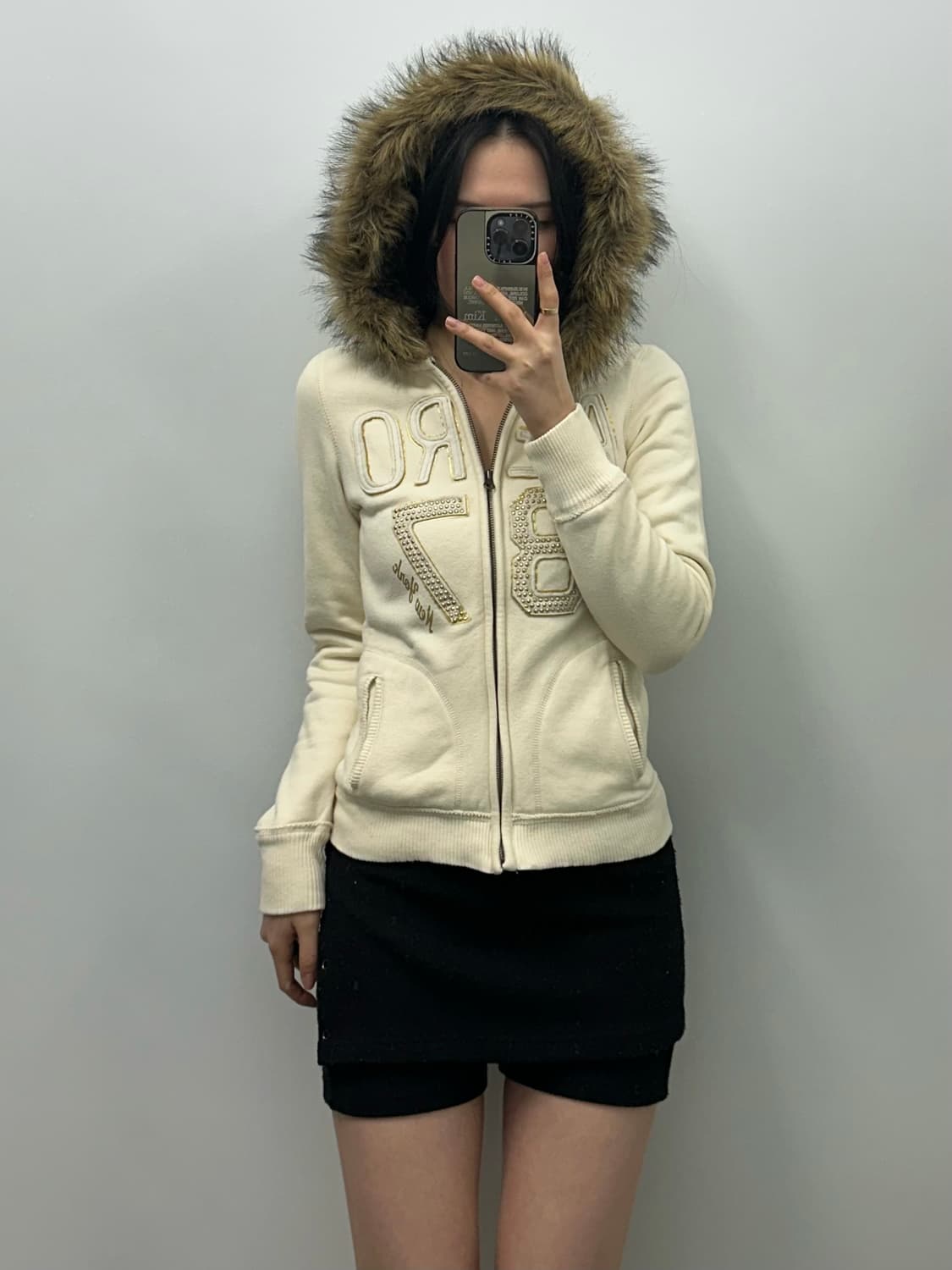 Vintage 빈티지 y2k 와투케 울프죠 크림 후드집업 상품이미지2