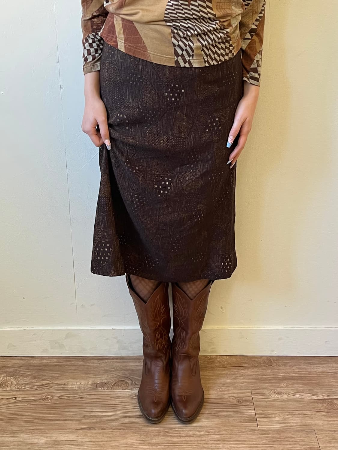 Nuvel.Ive 패턴 롱스커트 상품이미지4