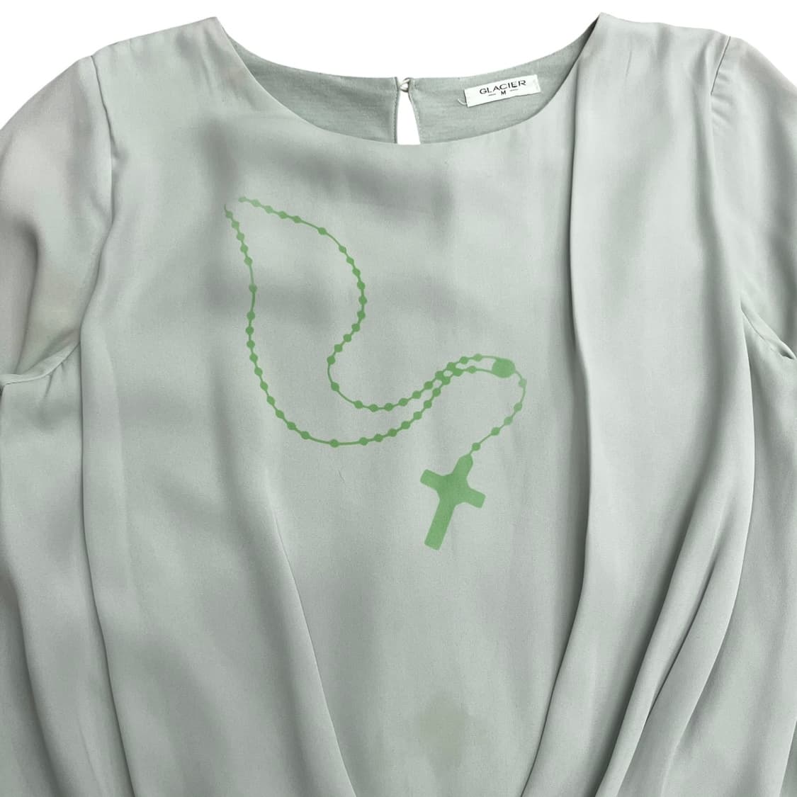 Wrap Detail Mint Loose Blouse Top 상품이미지4