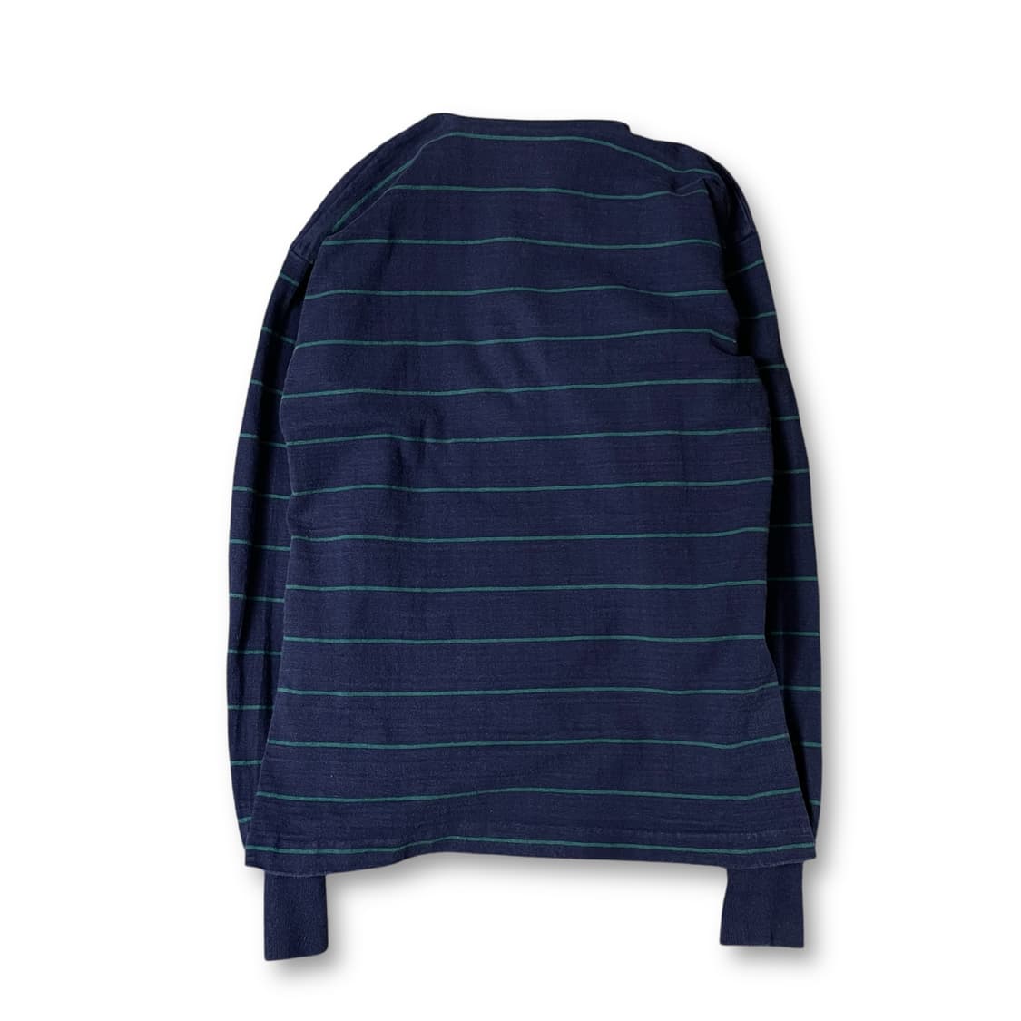 LANDS'END 네이비 그린 단가라 카라 긴팔 맨투맨 L 상품이미지2