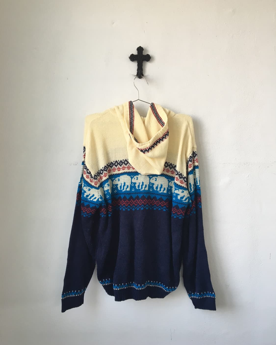 Bear pattern knit hood zip up 상품이미지3