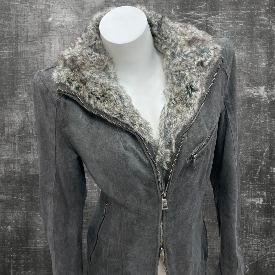 gray  fur two-way jk 상품이미지2