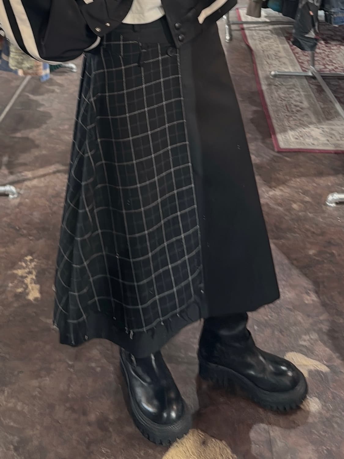ADER 아더에러 빈티지 레이어드 체크 플레어 스커트 M 상품이미지7