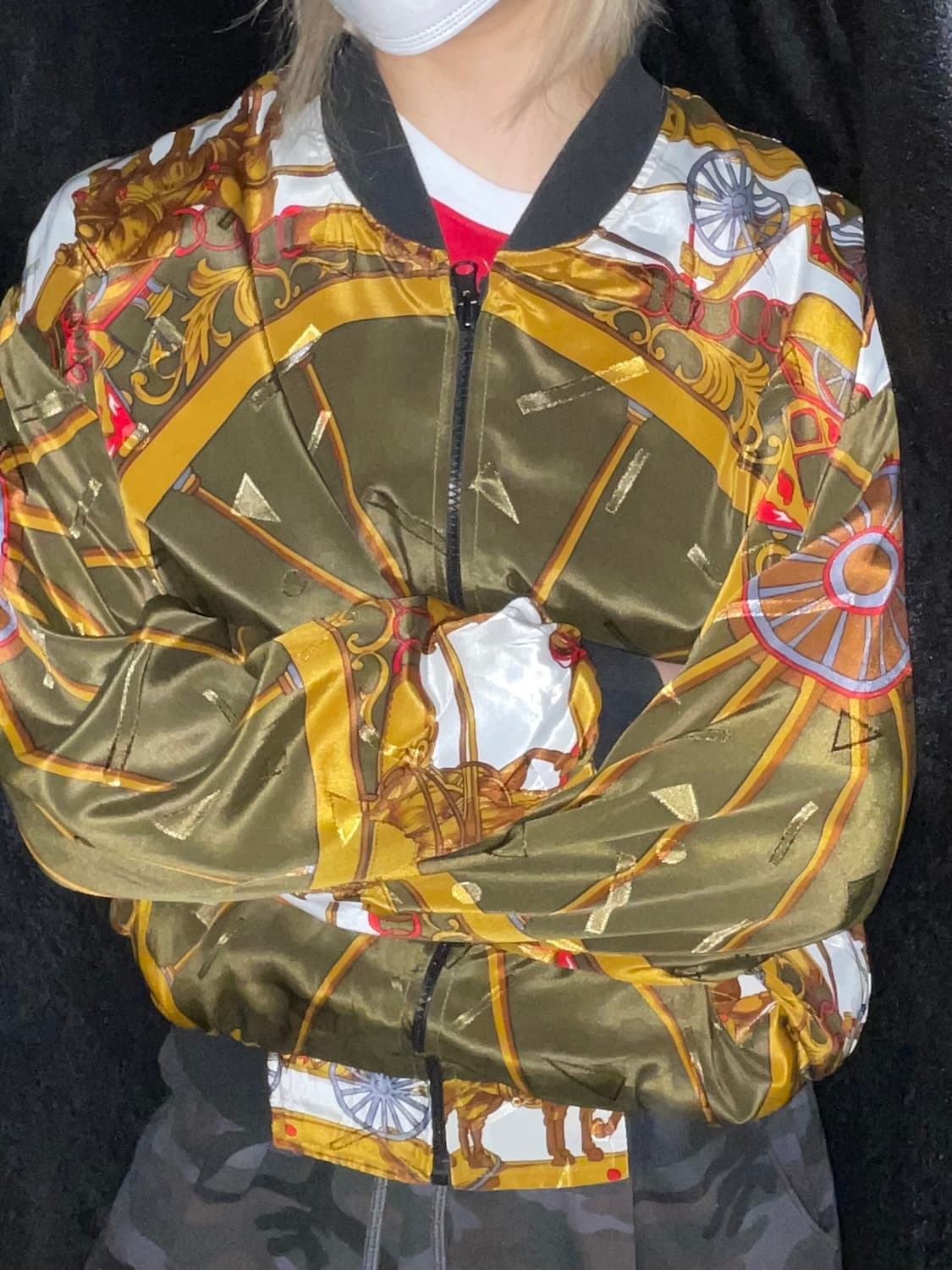 패턴 실크 봄버 자켓 상품이미지1