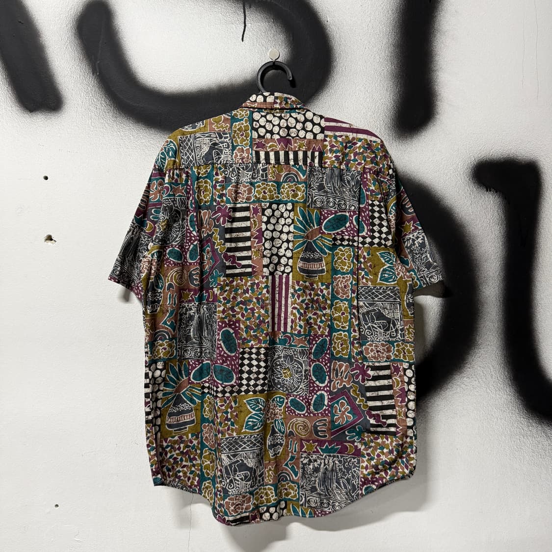 VTG 빈티지 에스닉 페이즐리 풀 패턴 코튼 반팔 셔츠 상품이미지2