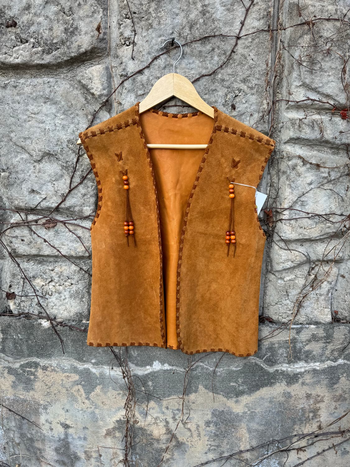 빈티지 스웨이드 비즈 보헤미안 패치 업 웨스턴 베스트 상품이미지2