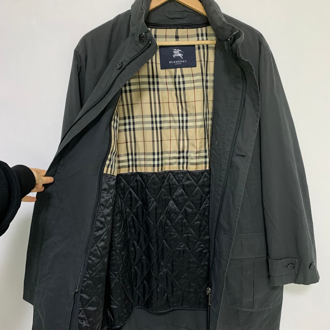 버버리 빈티지 야상 하프코트 기장 점퍼 자켓 차콜 남녀공용 L 상품이미지9
