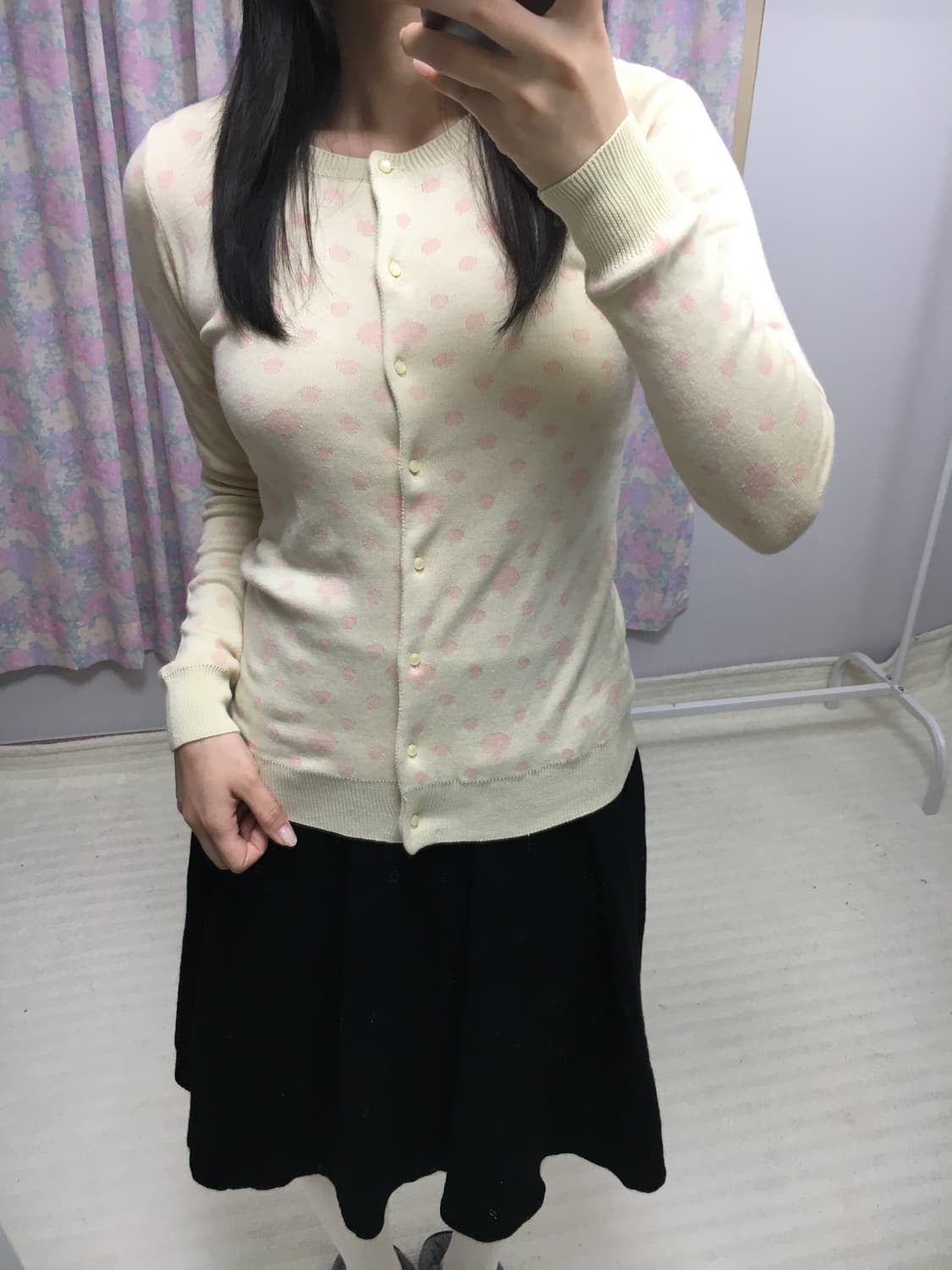 베이지-핑크 도트 버섯 가디건 상품이미지3