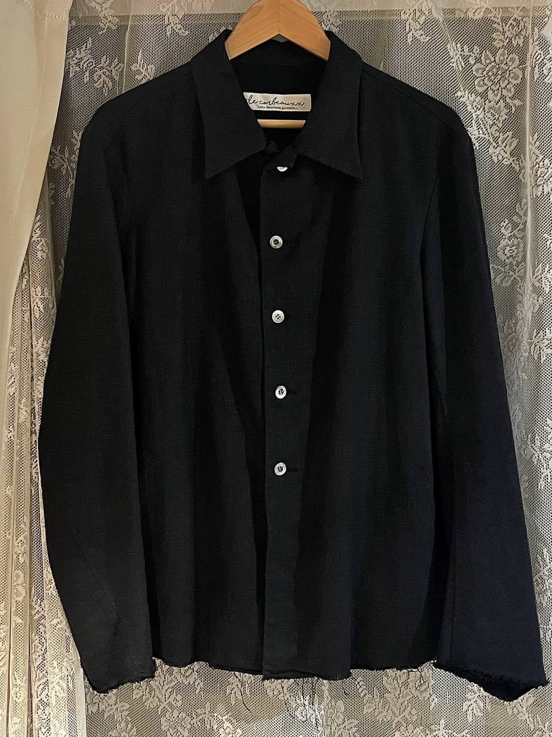 Raw Cut Linen Shirts Black (Tailor Made) 상품이미지1
