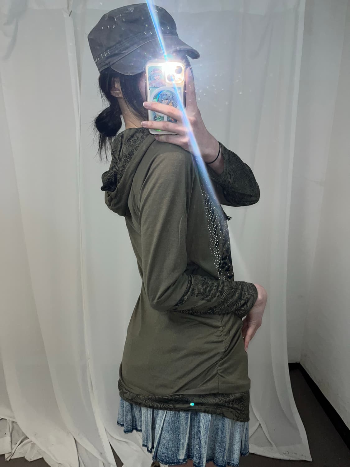 카키 Y2K 후드 롱슬리브 상품이미지6