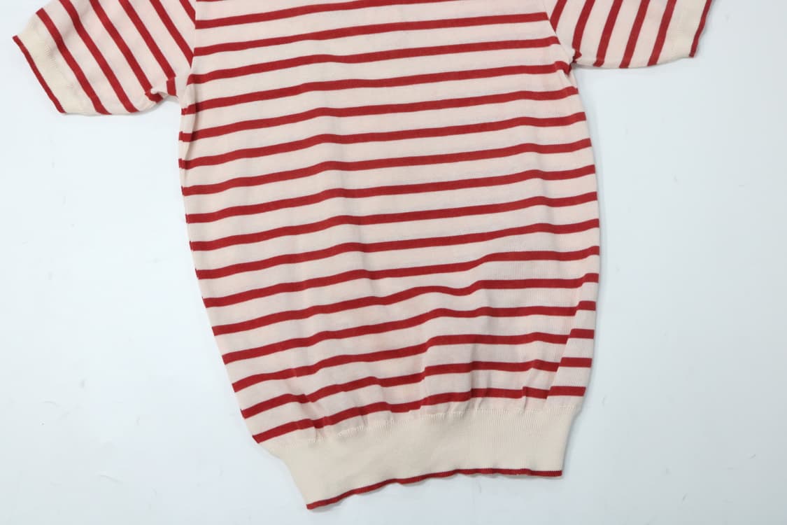 Pedrini Yachting 빈티지 레드 스트라이프 헨리넥 니트 (M) 상품이미지9
