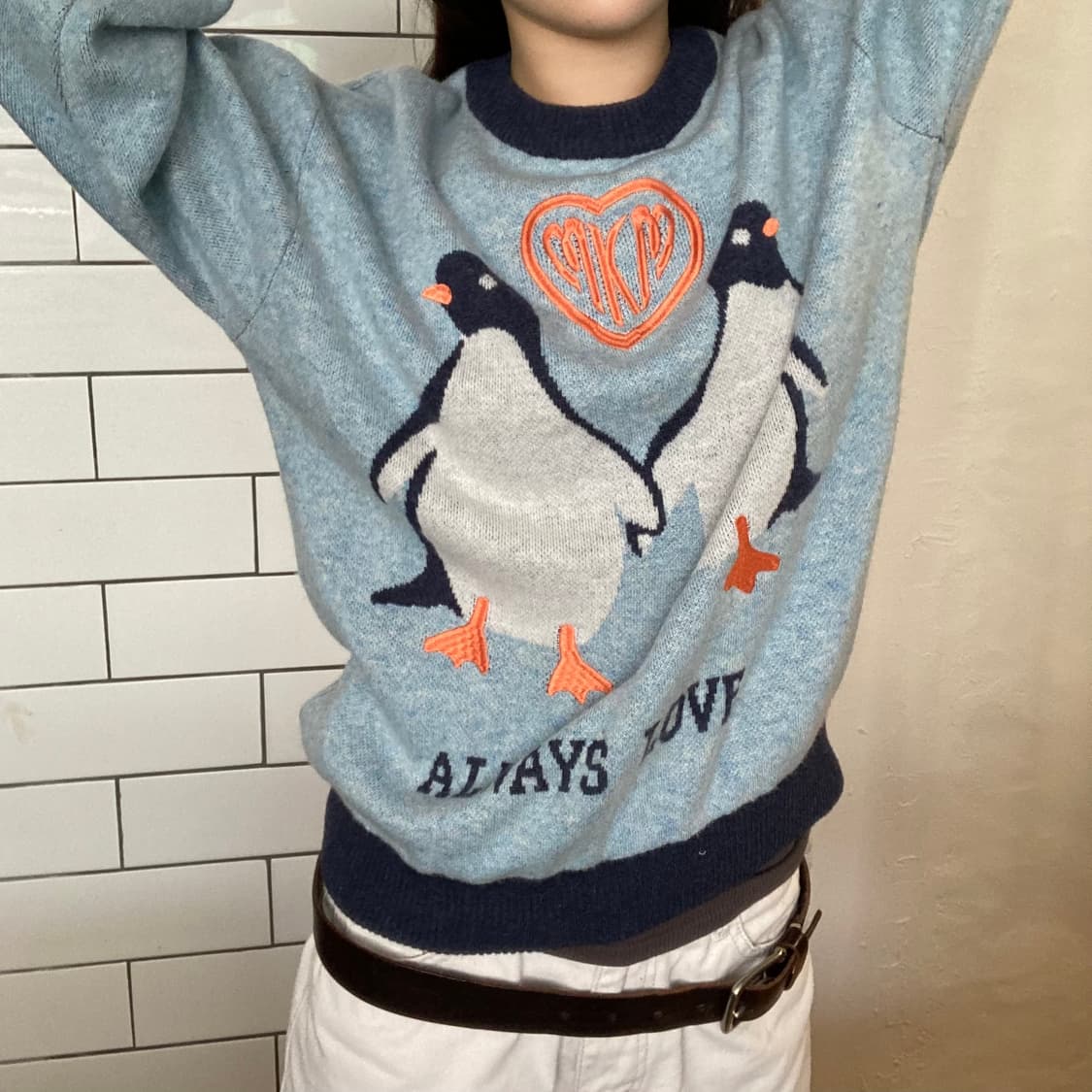 M.K.M 펭귄 일러스트 니트 상품이미지7