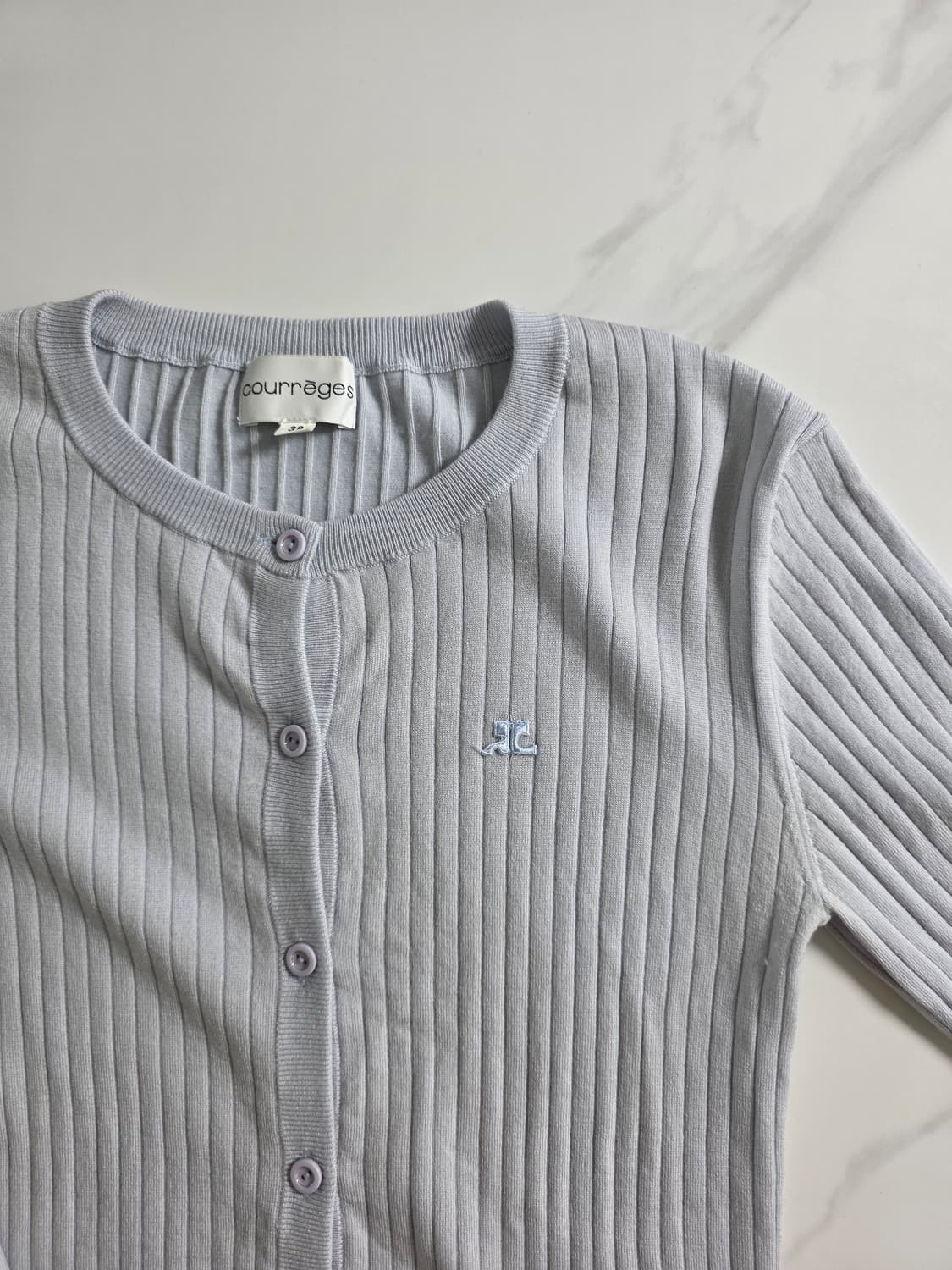 Courrèges / 소라색 골지 가디건 상품이미지2