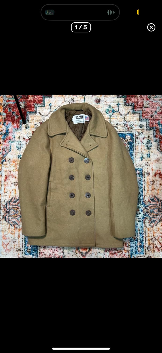 [L] made in usa 00s 쇼트 미해군 베이지 피코트 상품이미지1