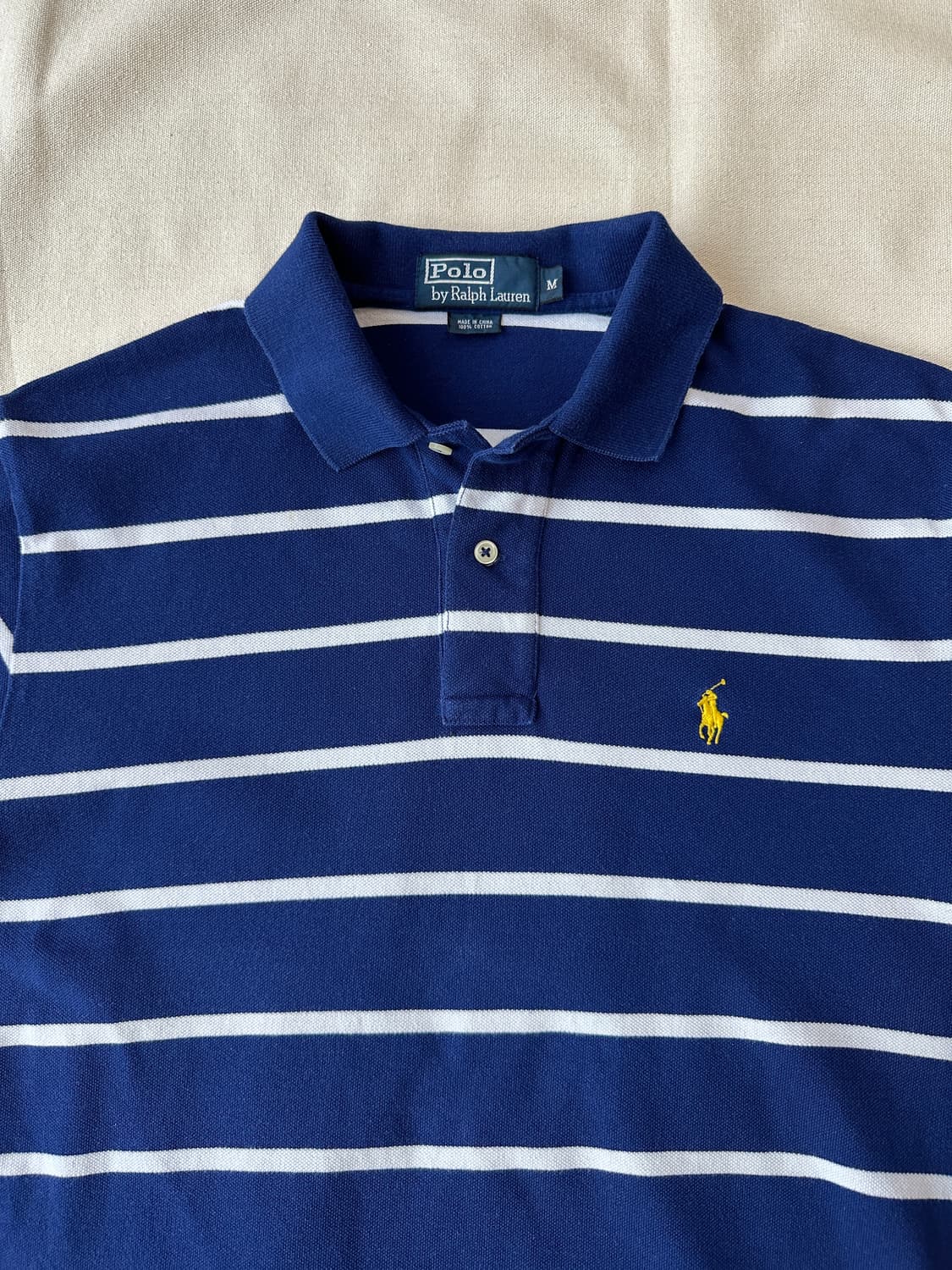 폴로 랄프로렌 스트라이프 피케 반팔 카라티 블루 M 상품이미지2
