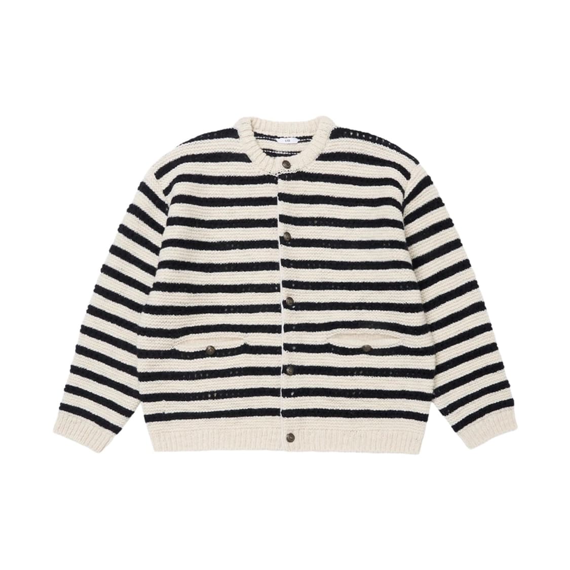 [L] STU 라운드 넥 스트라이프 가디건 아이보리 상품이미지1