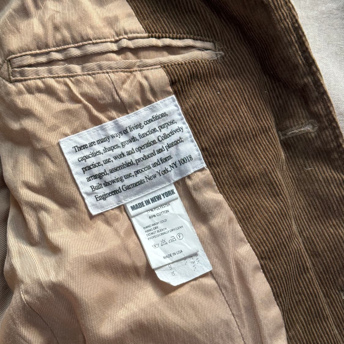 엔지니어드가먼츠 베이커 브라운 코듀로이 자켓 M 상품이미지6