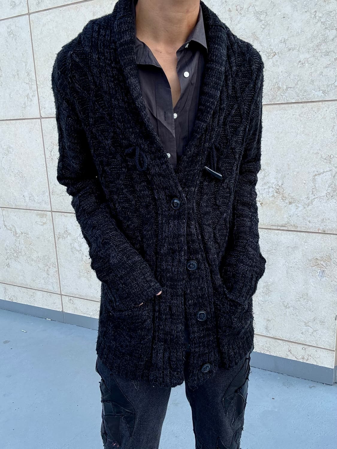 “Vintage” Y2K Mood Black Knit Cardigan 상품이미지2