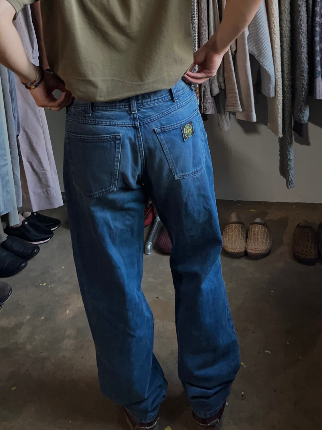 [48]90s 스톤아일랜드 아카이브 그린 엣지드 패치 데님 상품이미지1