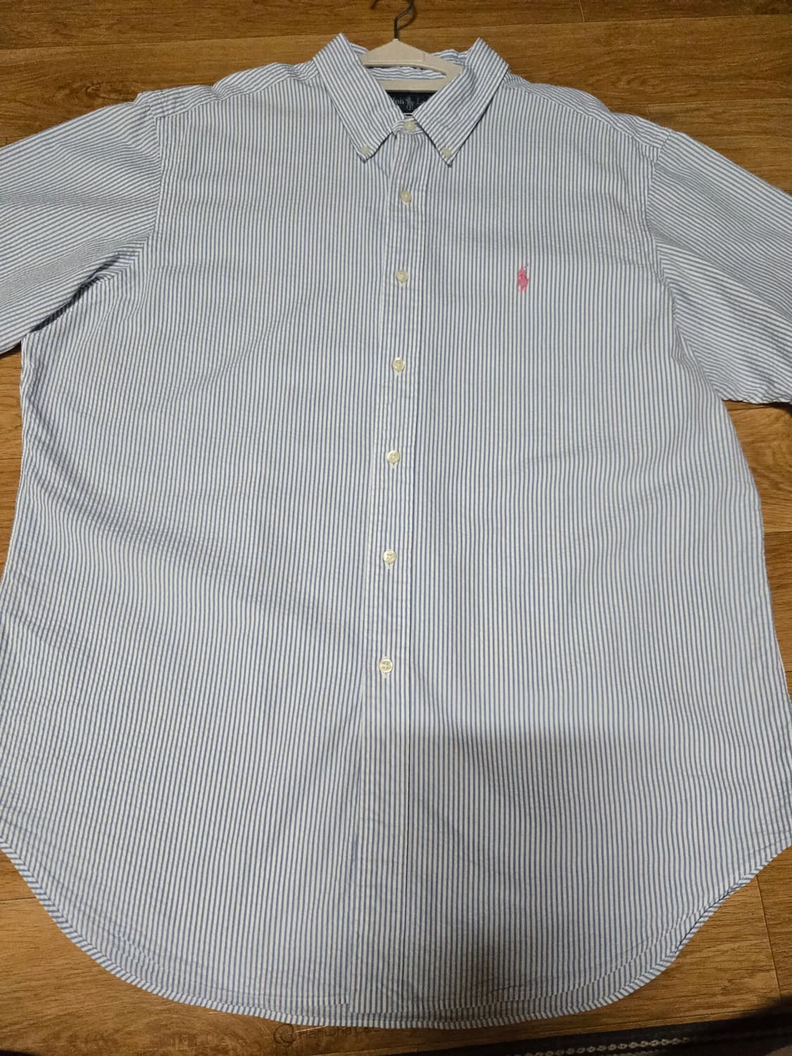 폴로 랄프로렌 남성 시어서커 블루 스트라이프 반팔셔츠(클레식핏 XL) 상품이미지4