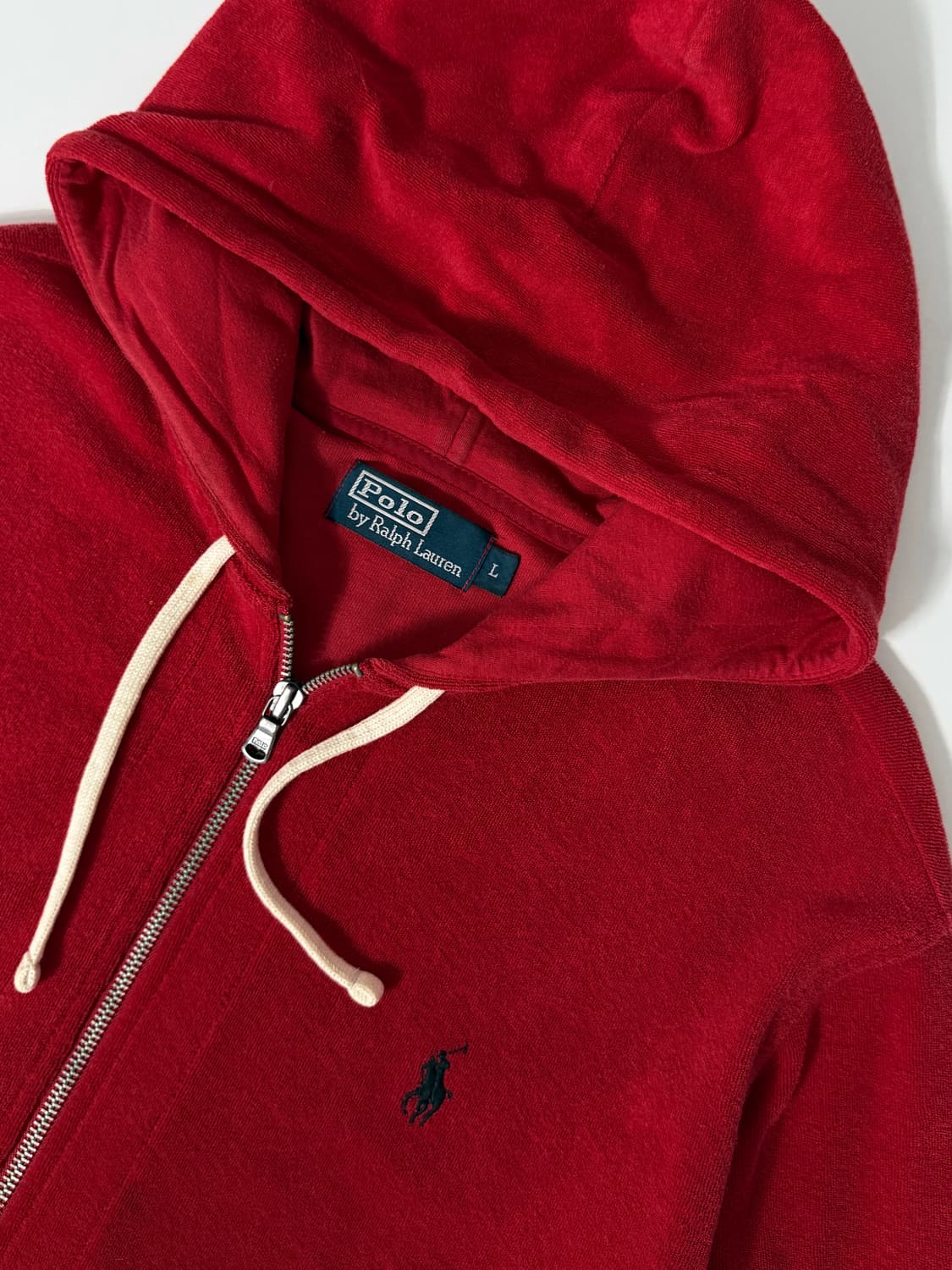 폴로 랄프로렌 루즈핏 00‘s 딥레드 테리 후드집업 상품이미지3
