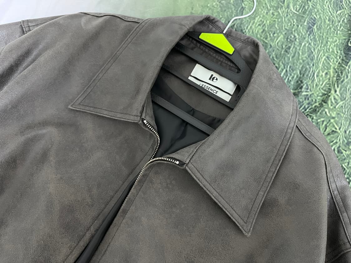 Le crack faux leather blouson jacket 차콜 상품이미지8