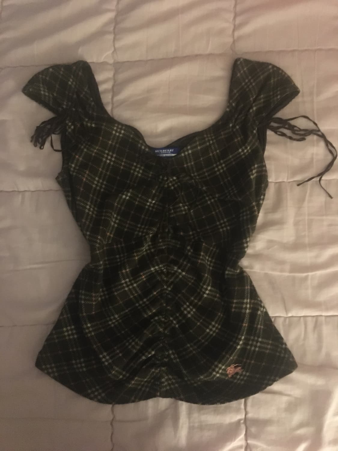 burberry🐻카키 노바체크 셔링 슬립 상품이미지1