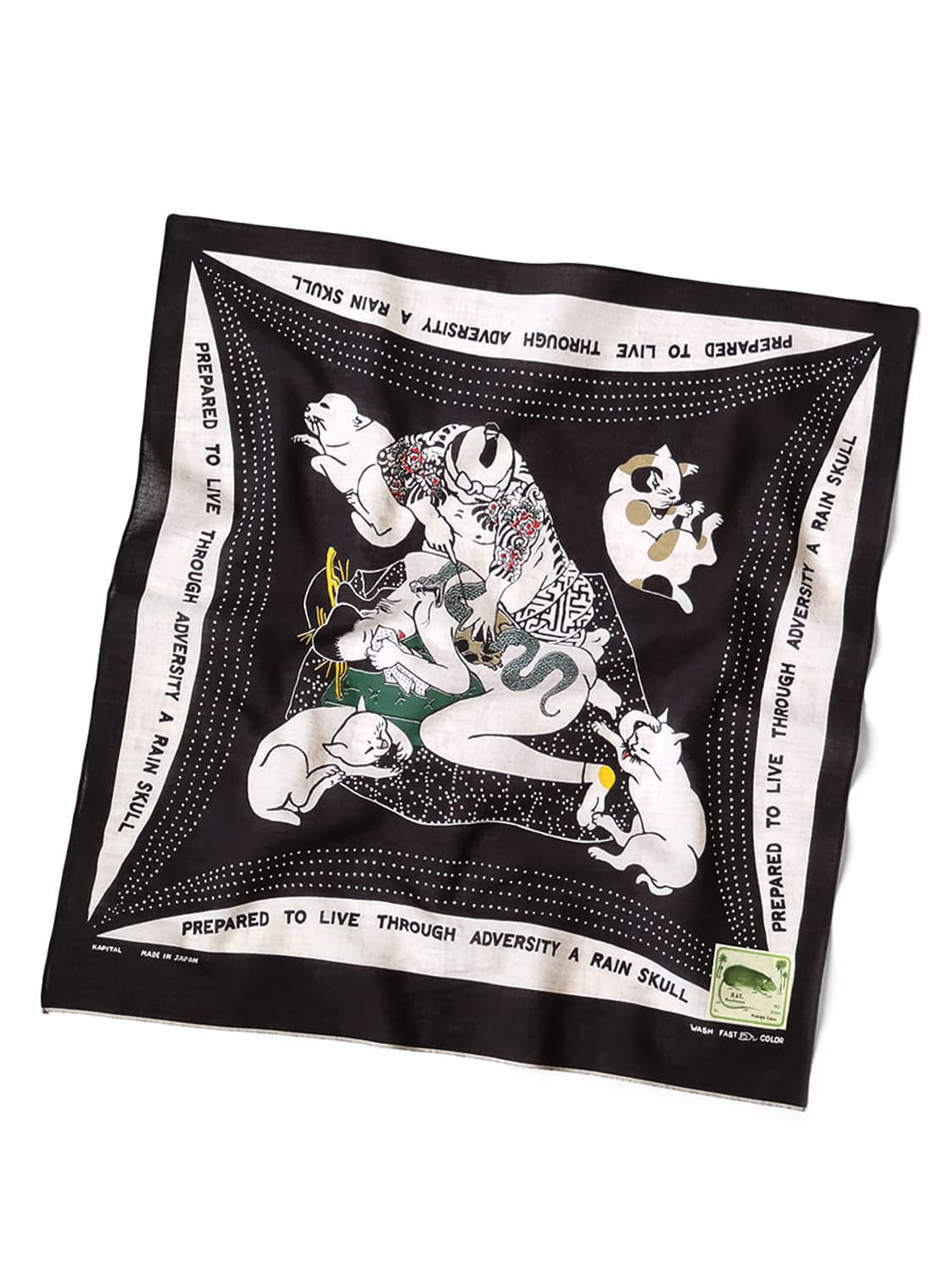 캐피탈 패스트컬러 셀비지 반다나 레인 스컬 노 우먼 블랙  EK-1692 상품이미지1