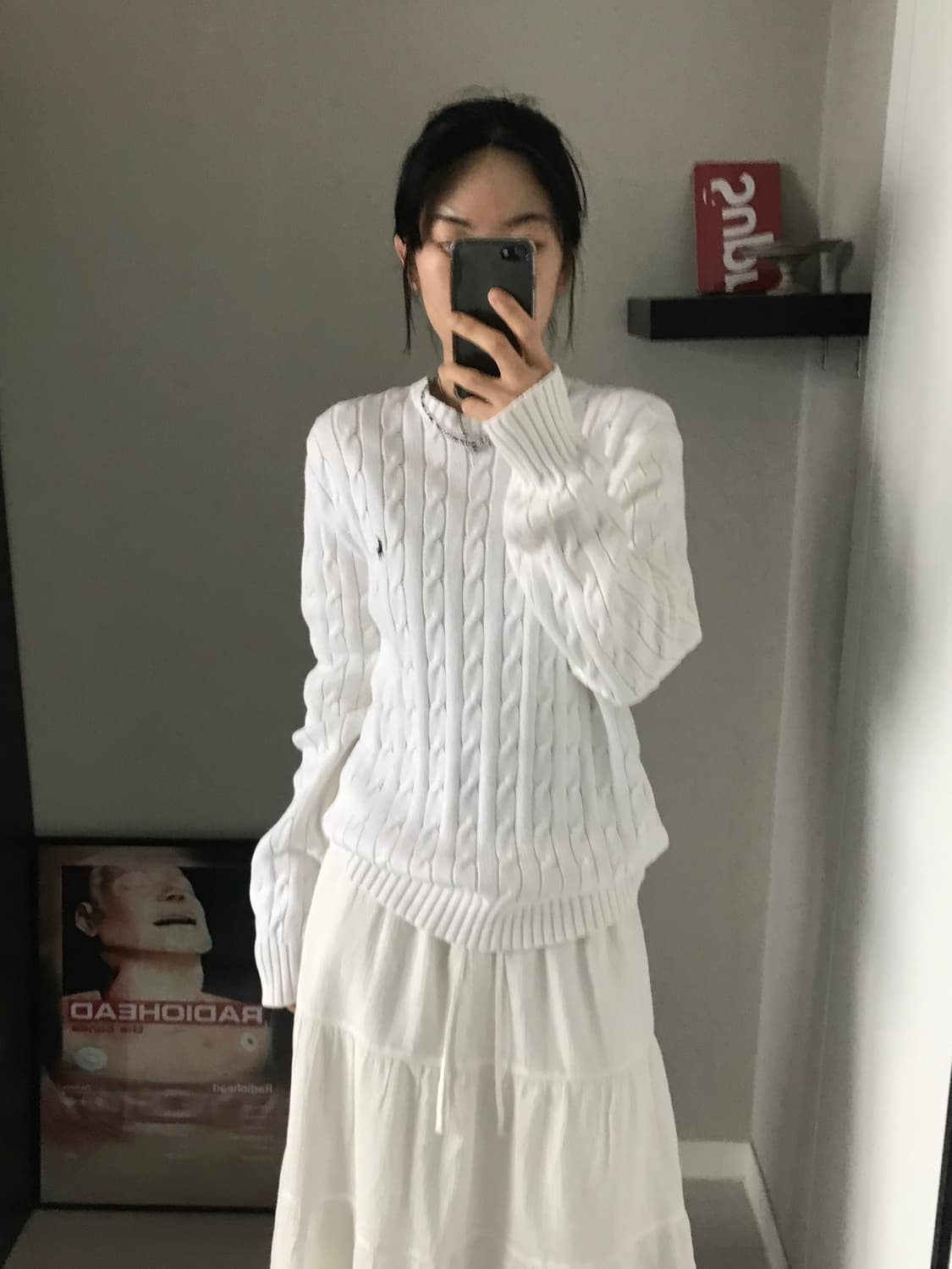 폴로 랄프로렌 포니 로고 화이트 케이블 니트 상품이미지2