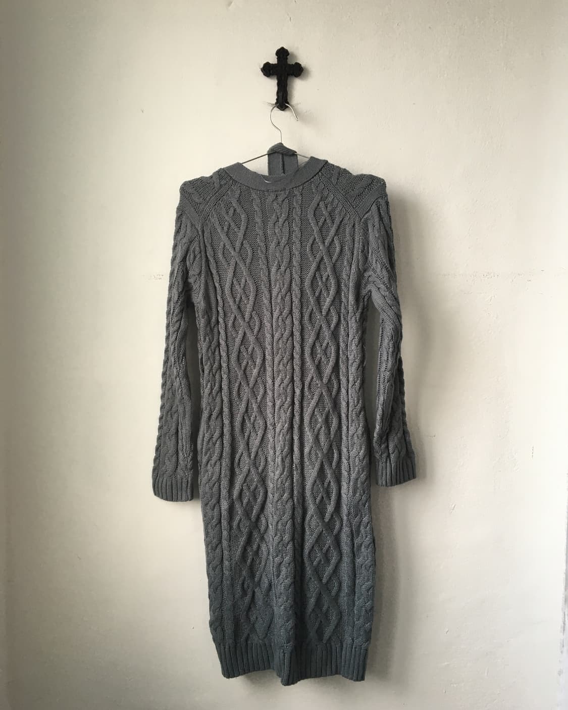 Belted cable pattern knit cardigan 상품이미지3