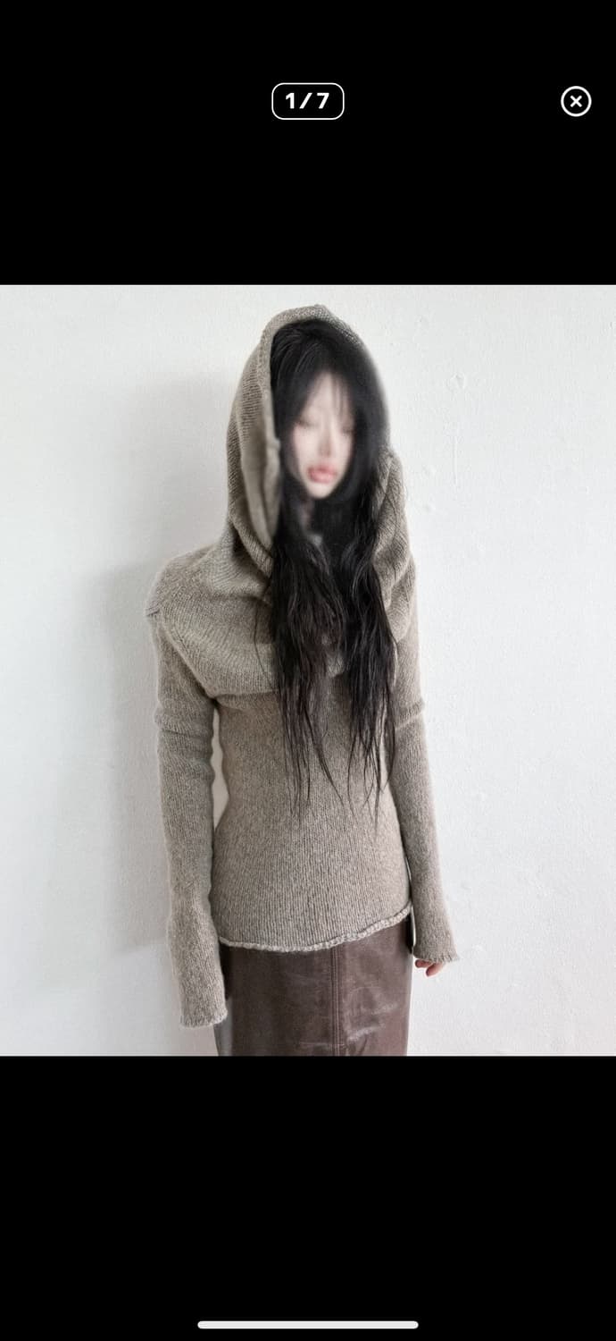 일라리아 니스트리 모헤어 하이넥 드레이프 후디 니트 상품이미지1