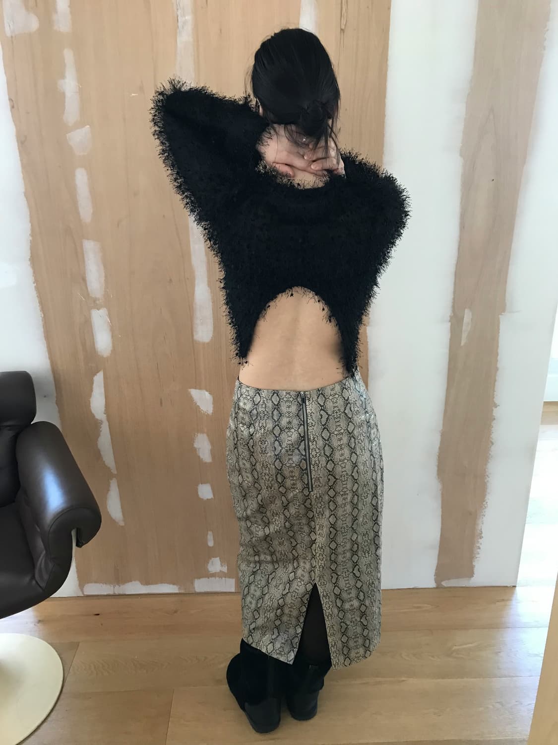 vintage black slit top 상품이미지3