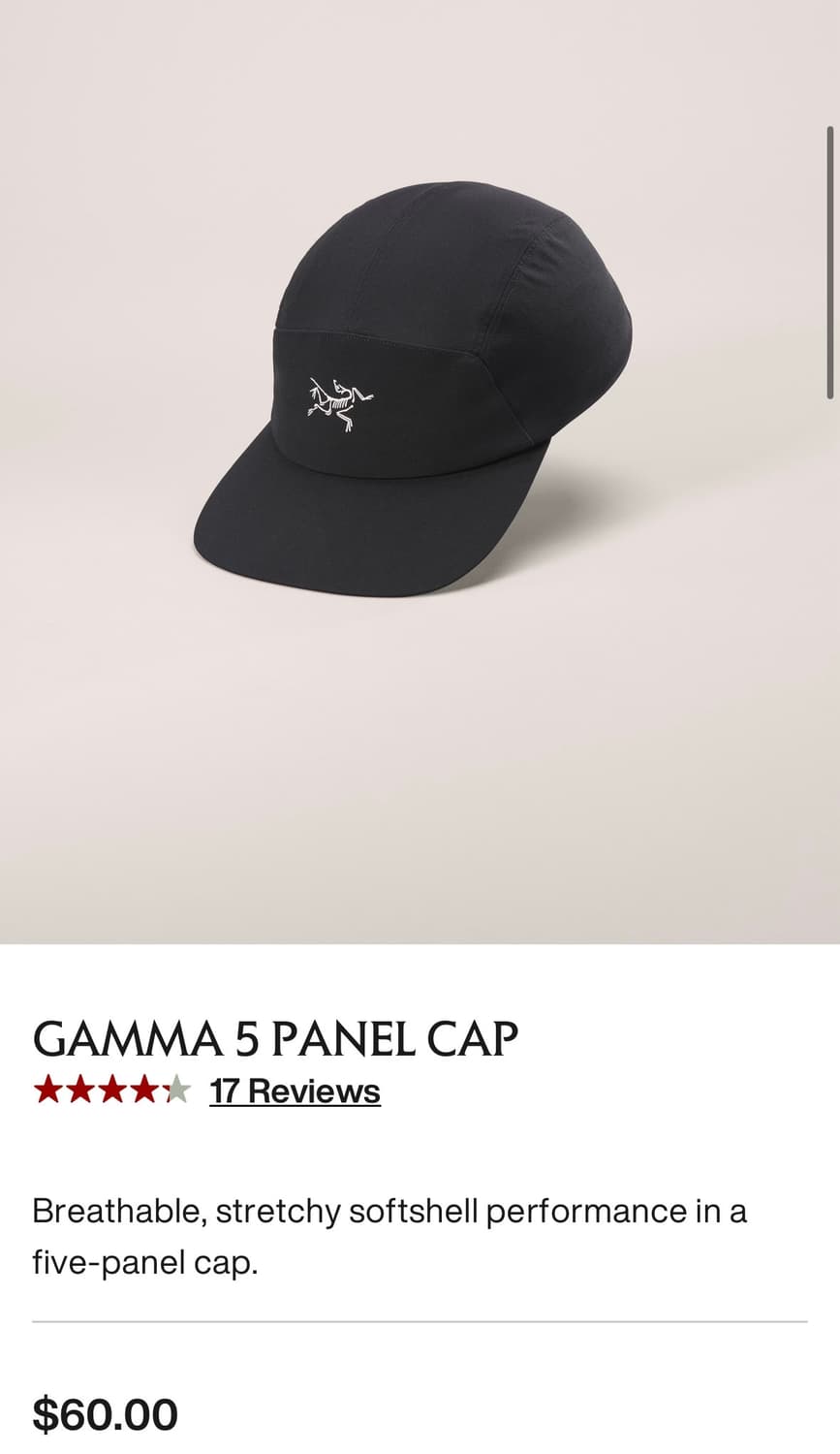 아크테릭스 감마 5 패널 캡 블랙 아크틱 실크 ( L-XL ) 상품이미지1
