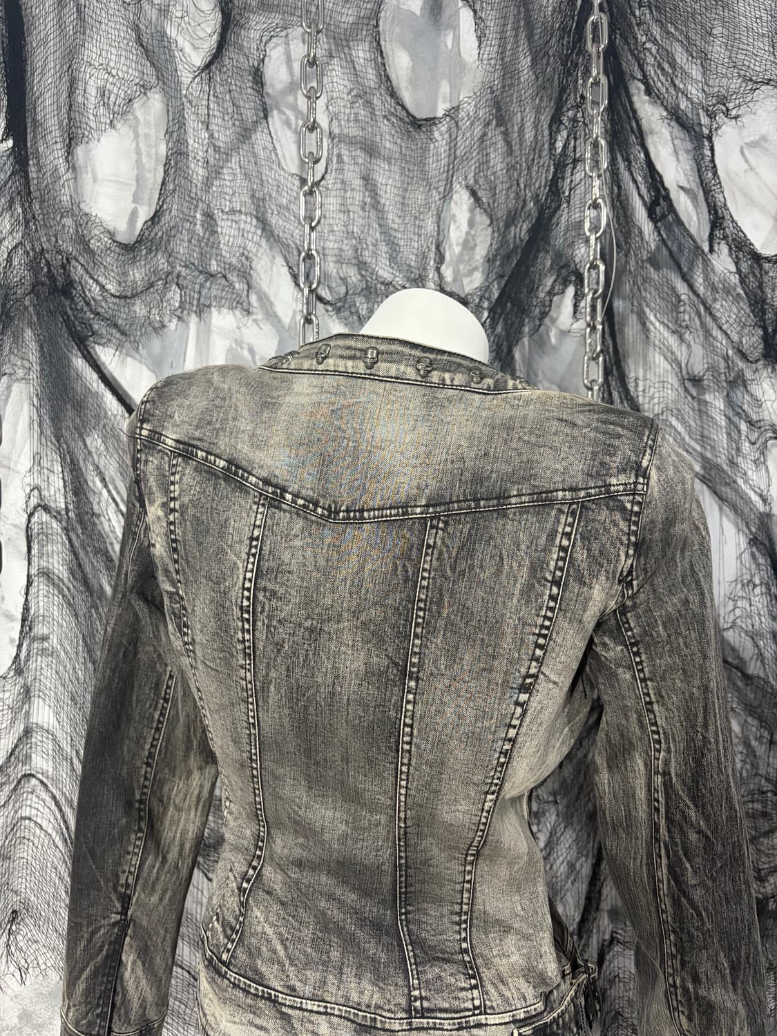 Gothic skull cubic washing crop jacket 상품이미지8