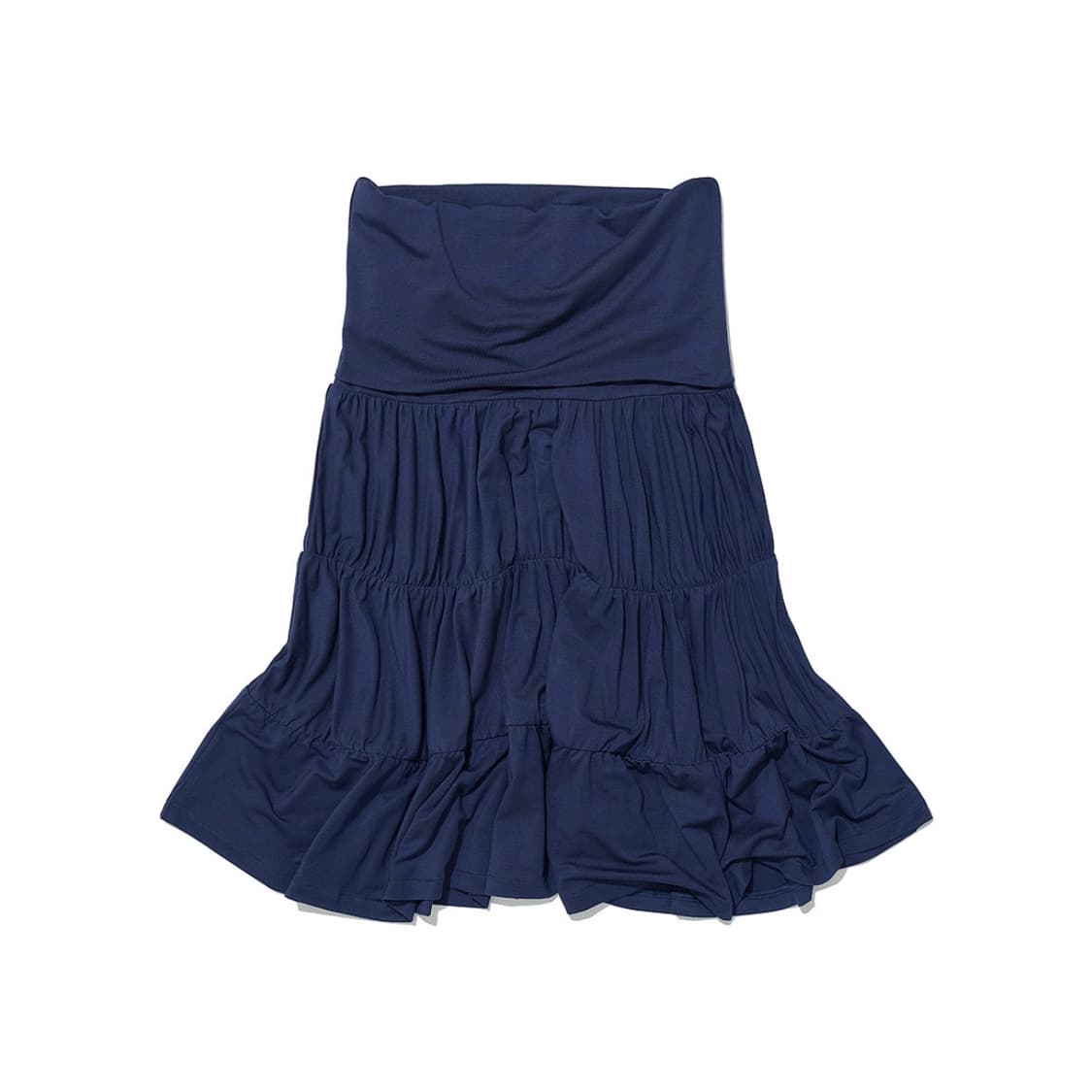 파르티멘토우먼 PWC 저지 셔링 티어드 미디 스커트 네이비 상품이미지1