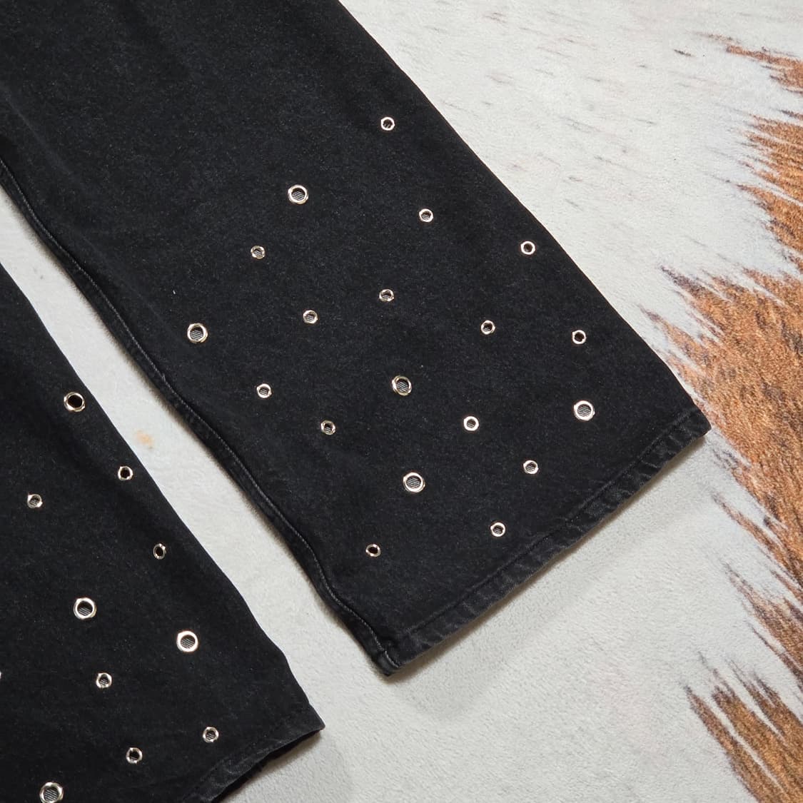 펑크 아일렛 흑청 와이드 팬츠 상품이미지6