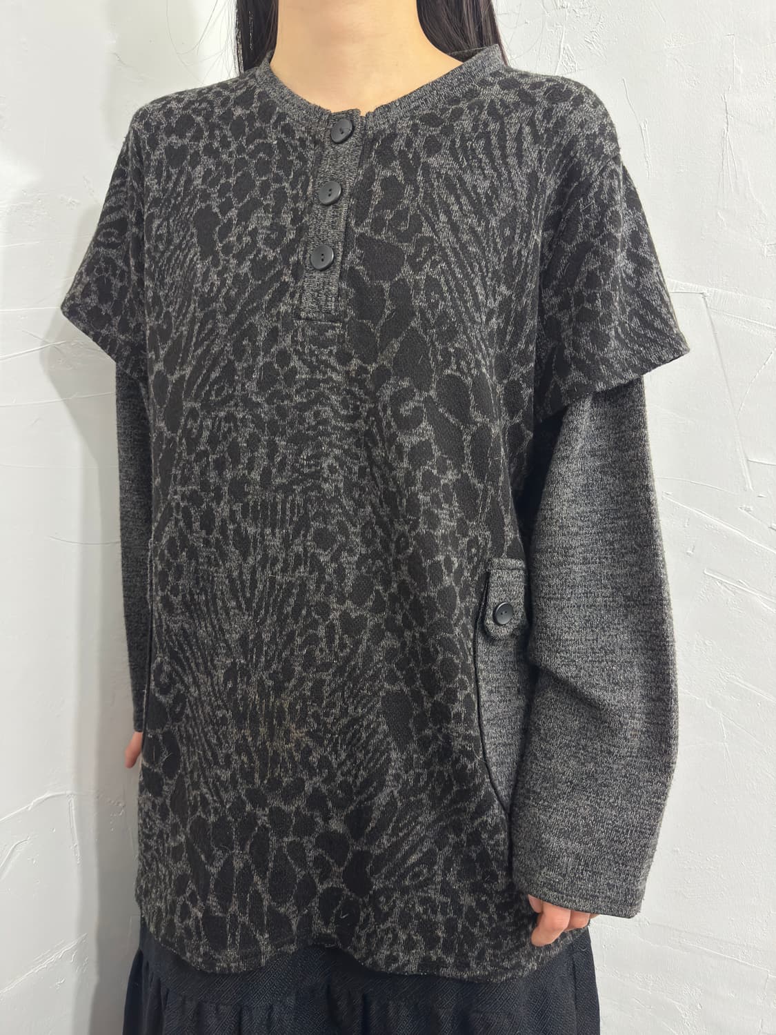 across black leopard layered top 상품이미지3