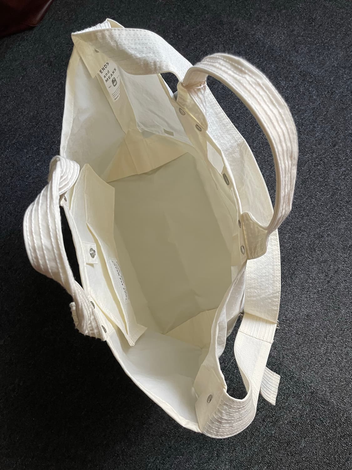 엔즈앤드민즈 2웨이 토트백 나일론 화이트 미사용품 상품이미지9