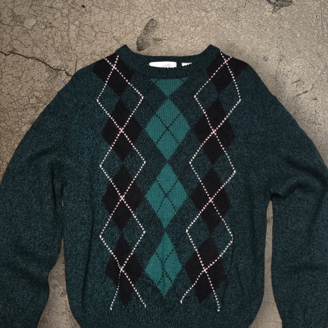 80s 울 혼방 아가일 스웨터 상품이미지2