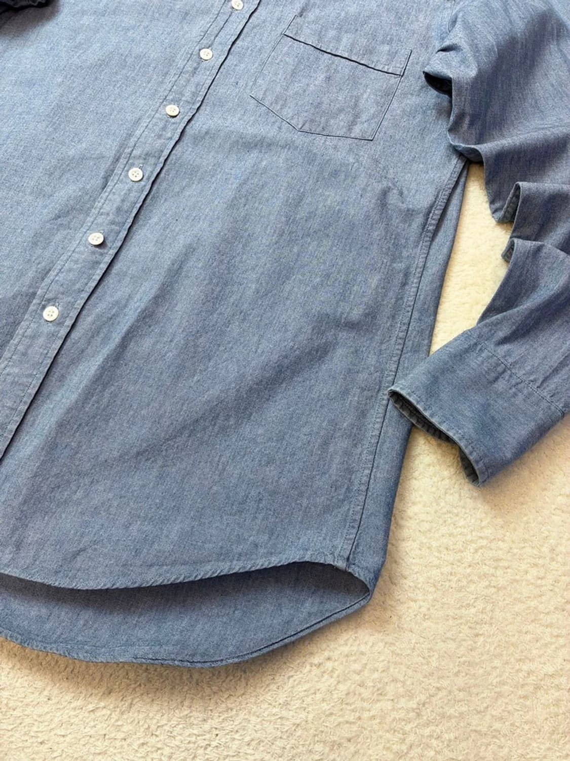 드레익스 코튼 샴브레이 버튼다운 라이트 블루 셔츠 PN5793 상품이미지3