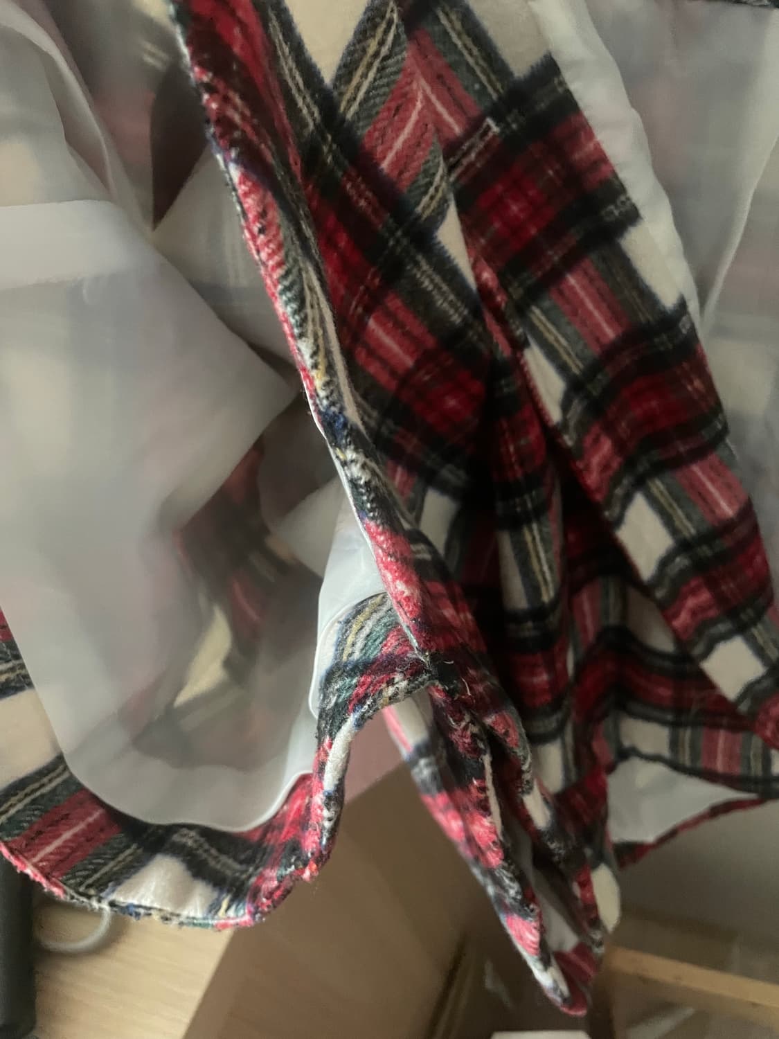 모리걸 빈티지 레드 체크 케이프 코트 상품이미지3